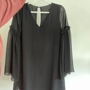 Black Bell Sleeved Shift Dress